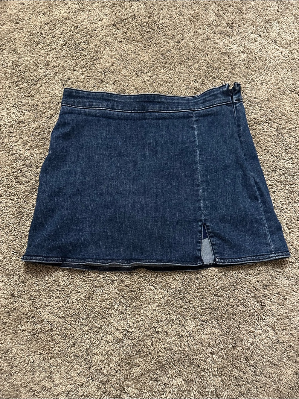 American Eagle Outfitters Dark Blue Denim Mini Skirt with Front Slit